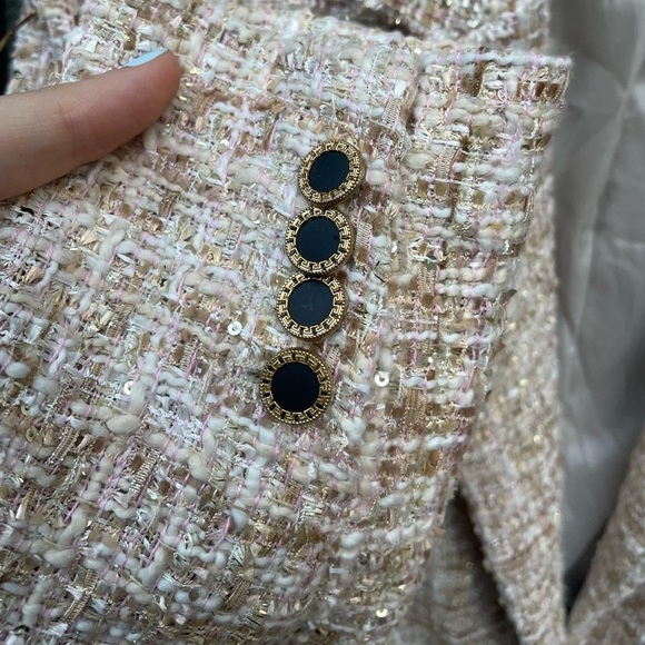 The Kooples Long Glam Tweed Blazer in Beige New with Tags! - Picture 9 of 16